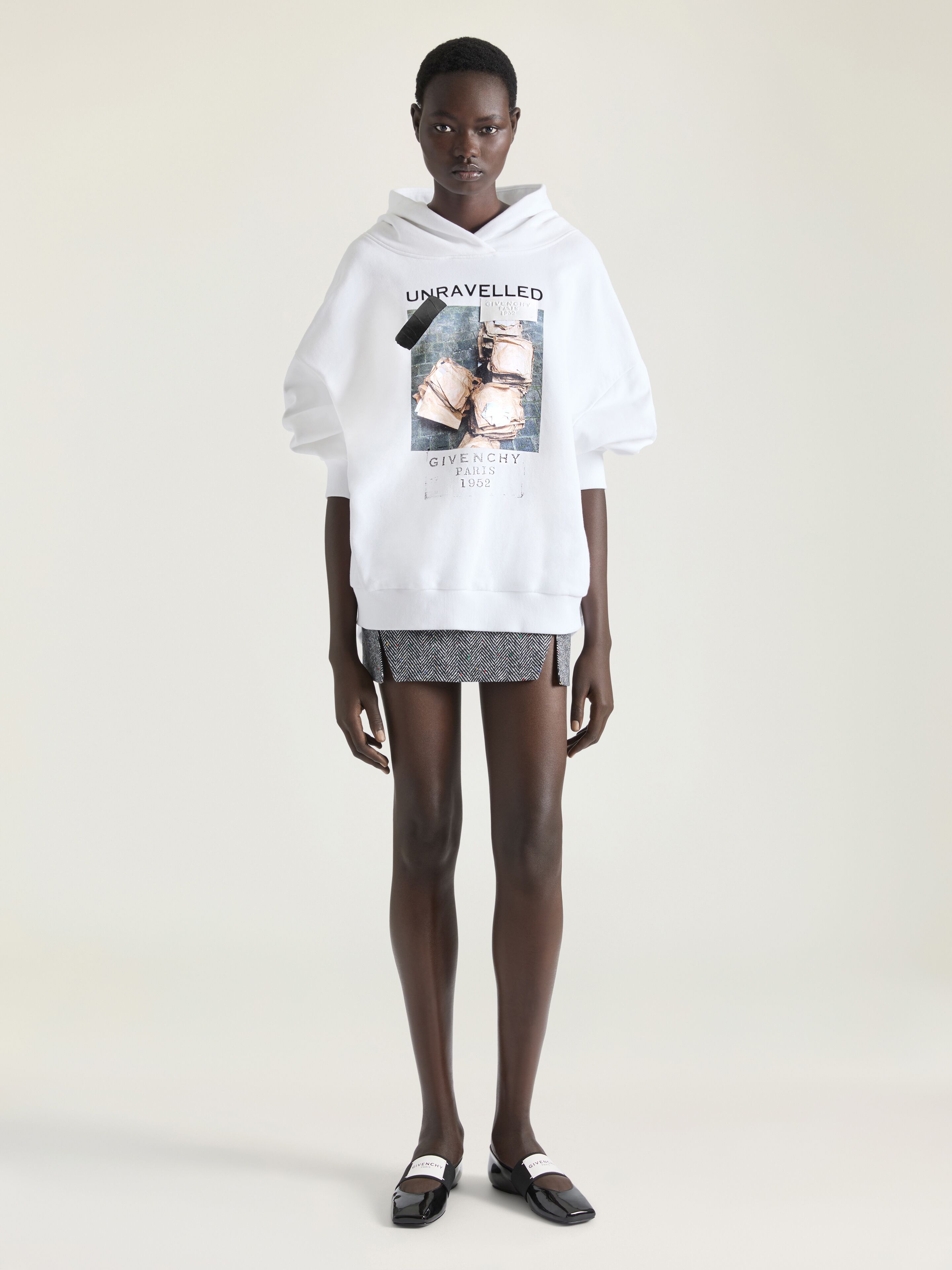 Hoodie sweatshirt in fleece with Archive print